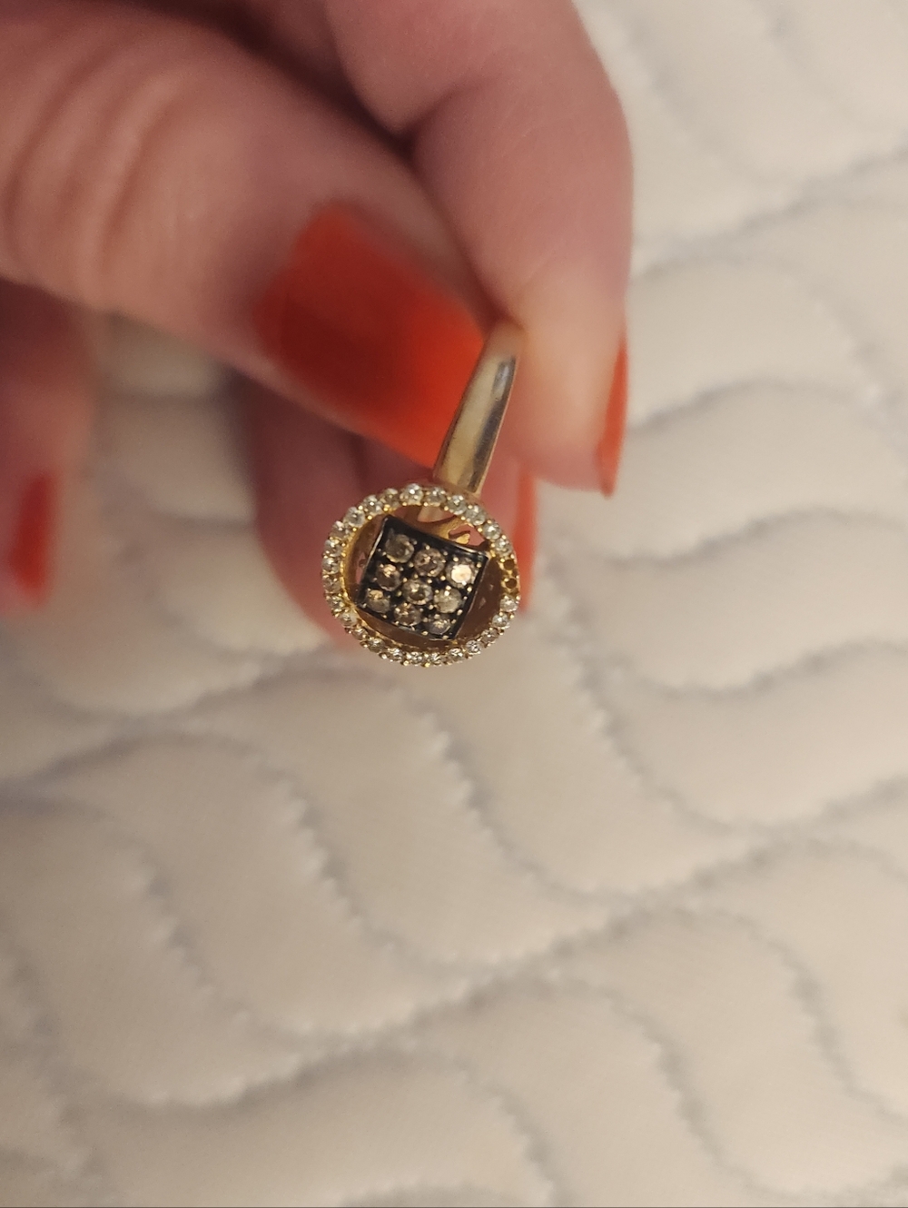 $188 Levian LE VIAN 14K GOLD BLK WHT DIAMONDS RING